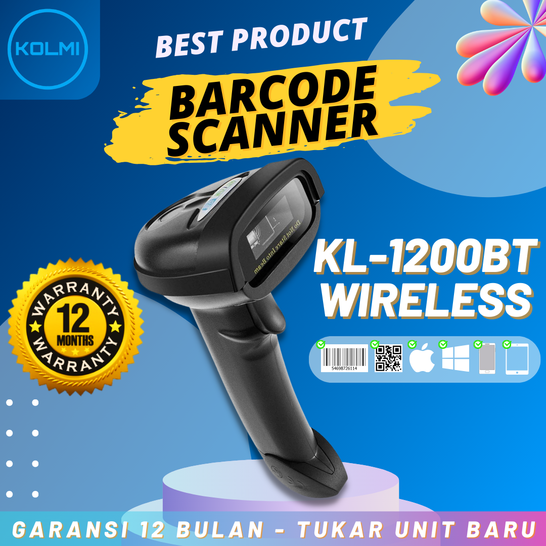 KOLMI Wireless Barcode Scanner Bluetooth KL1200BT